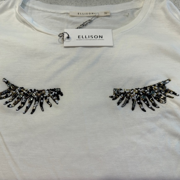 Ellison Bedazzled Eyelash Top White - Picture 6 of 11